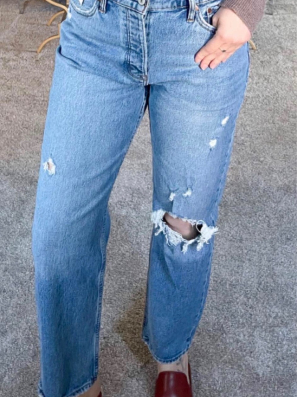 Abercrombie & Fitch Light Blue Distressed Straight-Leg Jeans